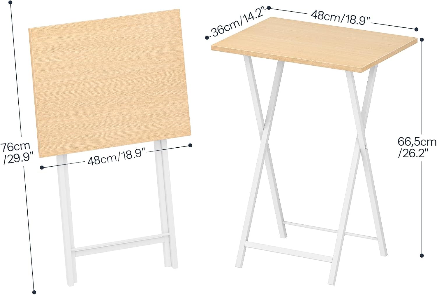 HOOBRO Folding TV Tray Tables, Set of 2 Side Table for Small Space, Industrial Snack Tables for Eating at Couch, Stable Metal Frame, Easy Assembly