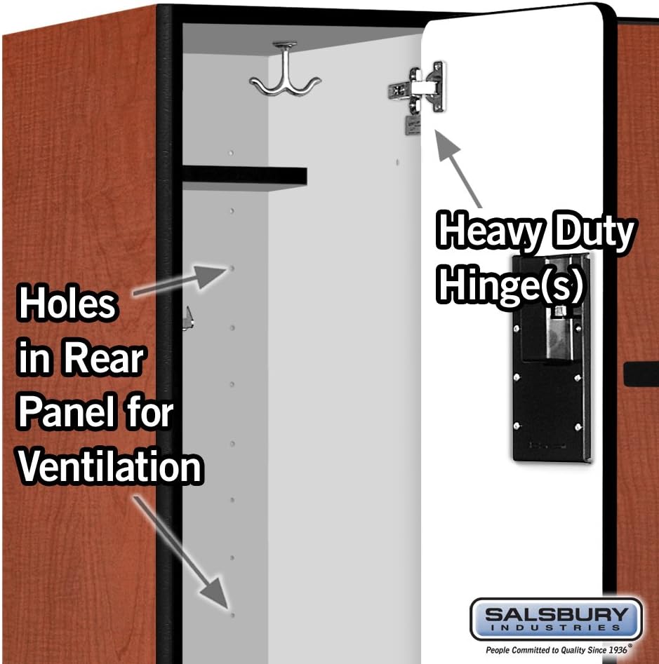 Salsbury Industries 2-Tier S-Style Designer Wood Locker with Three Wide Storage Units, 6-Feet High by 18-Inch Deep, Mahogany