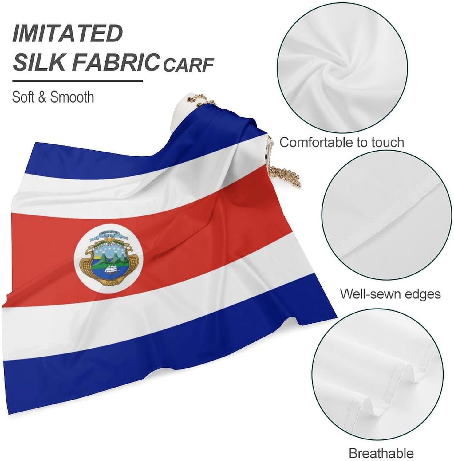 Flag Silk Scarf Head Hair Wraps Bandana Square Satin Head Scarf For Women