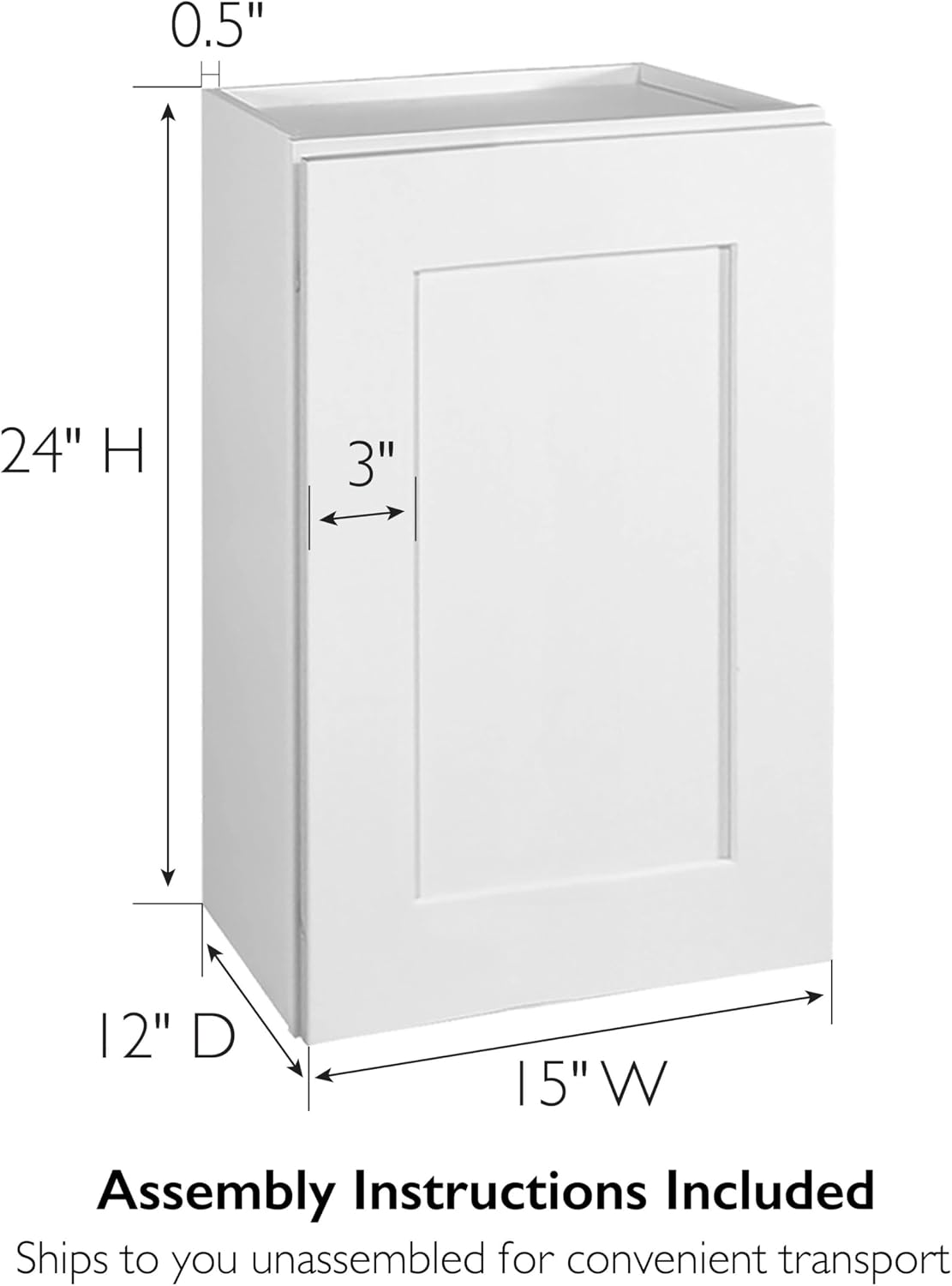 Design House Brookings Kitchen Wall Cabinet, 12", White | Adjustable Shelves, Adjustable Hinges, Wall Mount, Contemporary/Modern, Wood, Kitchen, 561530