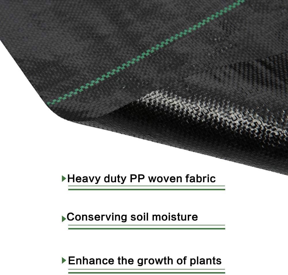 Goasis Lawn Weed Barrier Control Fabric Ground Cover Membrane Garden Landscape Driveway Weed Block Nonwoven Heavy Duty 125gsm Black,3FT x 100FT