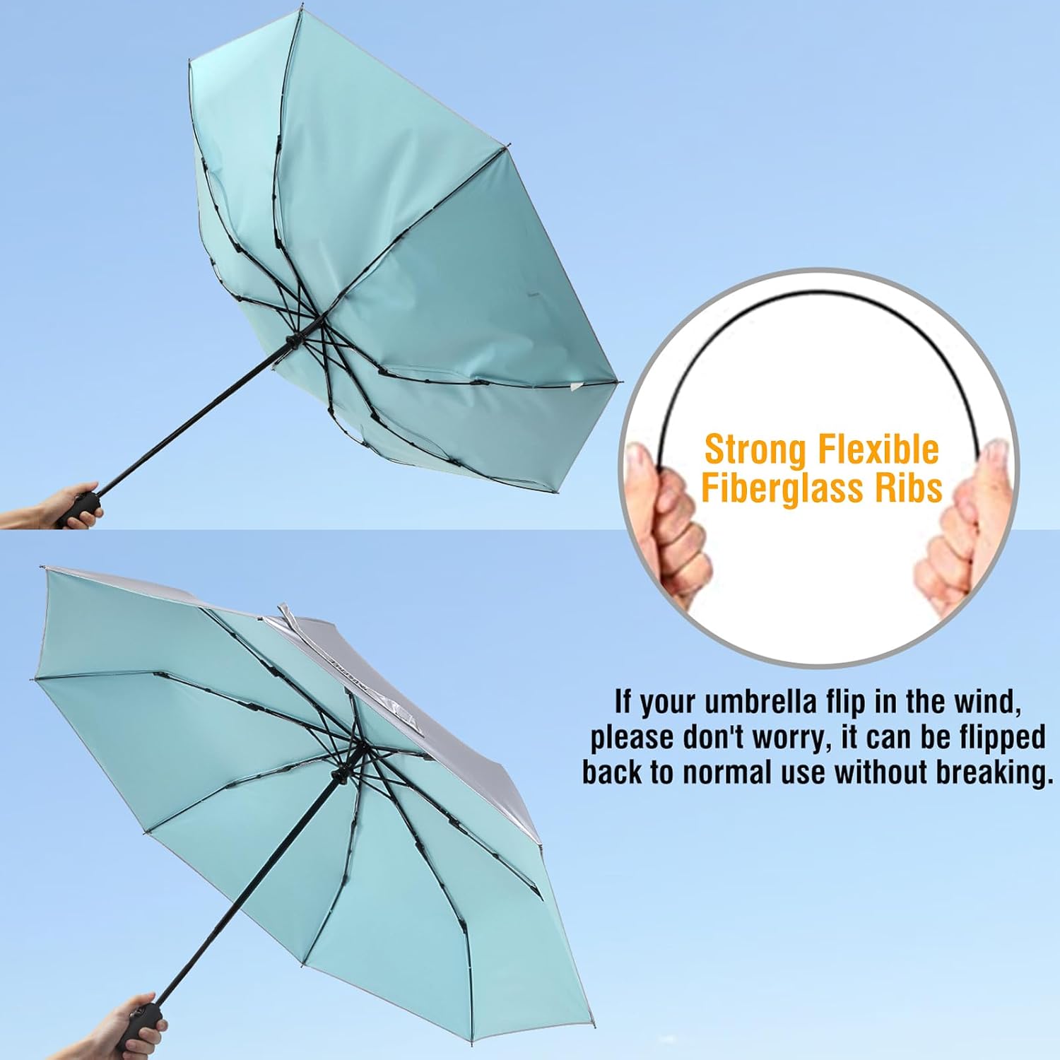 G4Free UPF 50+ UV Protection Travel Umbrella 42/46 Inch Auto Open Close
