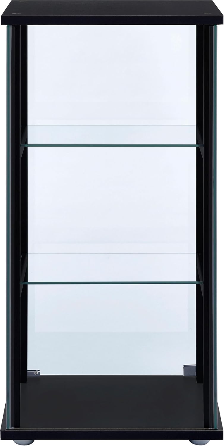 Coaster Home Furnishings Cyclamen 34-inch 3-Tier Clear Tempered Glass Curio Cabinet Display Case with Shelving Black 950179