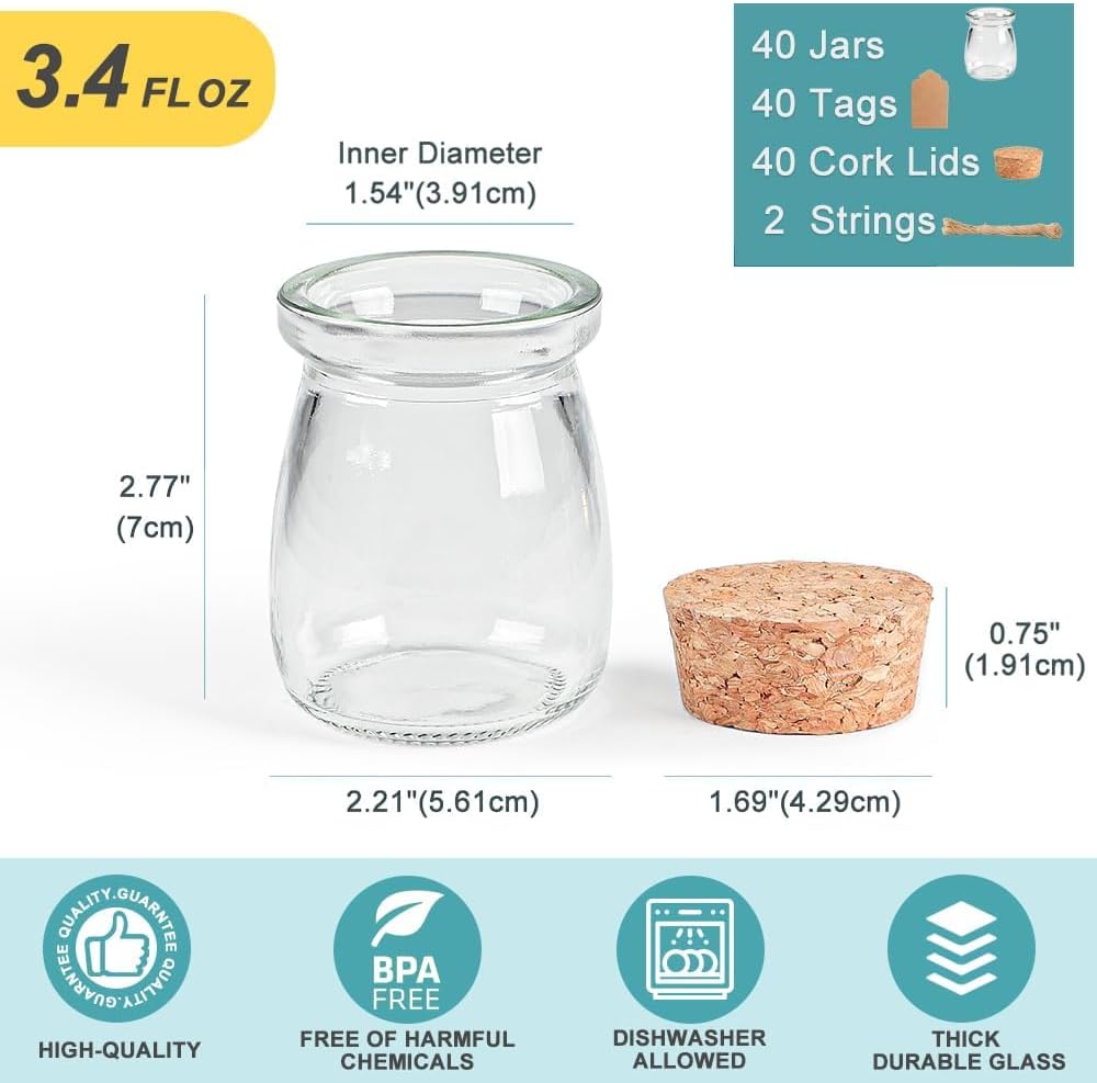 Ritayedet 3.4 Oz Small Glass Jars With Lids, 40 Pack Wedding Favors