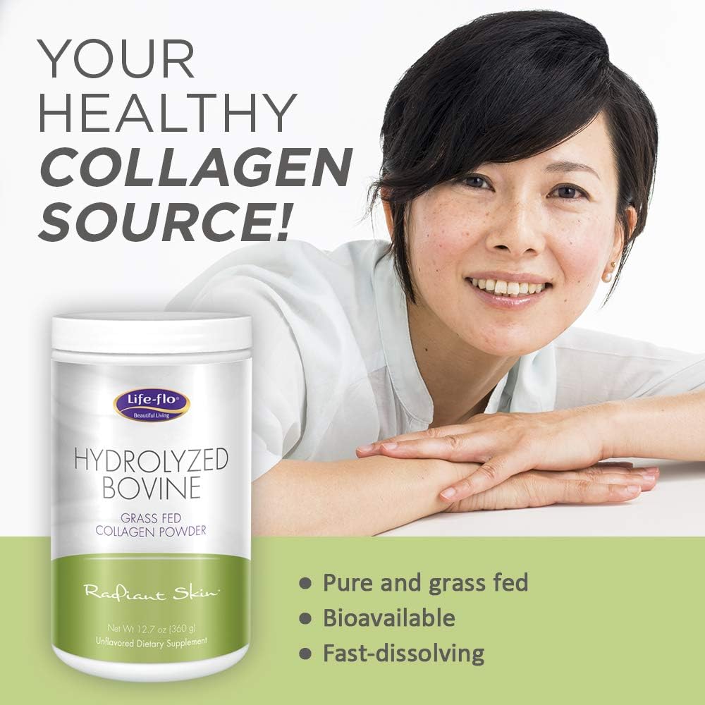 LifeFlo Hydrolyzed Bovine Collagen, Grass Fed | Supports Vibrant Skin & Hair, Bone & Joint Health | 12.7oz, 60 Serv.