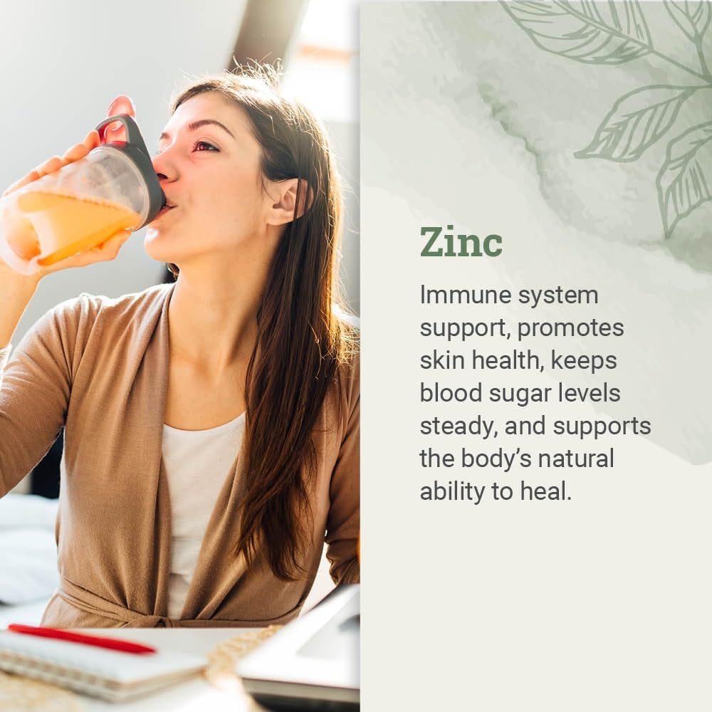 Organic Liquid Zinc Sulfate - Pure Zinc Supplements for Skin Health, Immune System Function and Normal Cell Growth in Adult Men & Women - Non-GMO