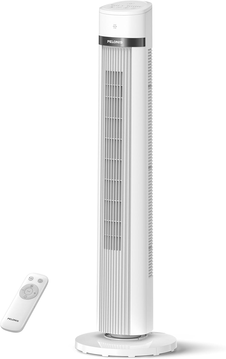 PELONIS 40-inch Bladeless Tower Fan for Bedroom, Standing Fan with Remote Control, 26ft/s, 90° Oscillation, 3 Speed Settings, 27 dB, 3 Modes
