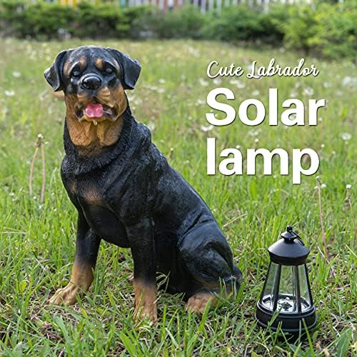 Notakia Golden Retriever Statue Outdoor with Solar Led Home Garden Decoration Windproof Lamp Realistic Dog Decor(Golden Retriever &LED)