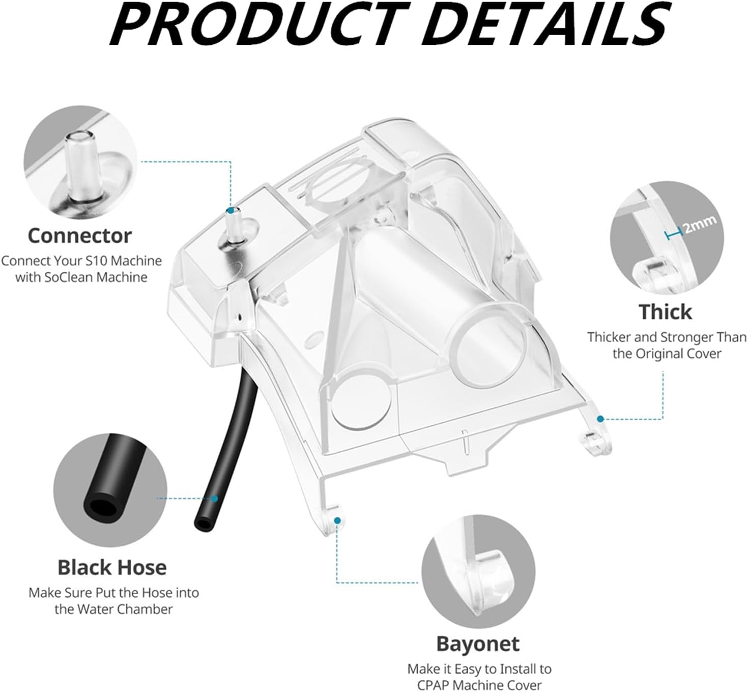 Universal Tubing Adapter for AirCurve 10 Series Machines and ResMed AirSense 10, Compatible with Cleaner and Sanitizer Machines