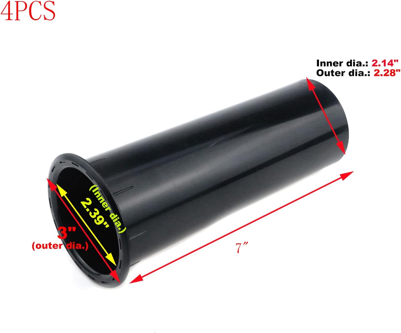 7"x3" Speaker Port Tubes, Speaker Cabinet Port Tube, Pack of 4 | Plastic ABS, Subwoofer Bass Reflex Tube, Bass Woofer Port Tubes