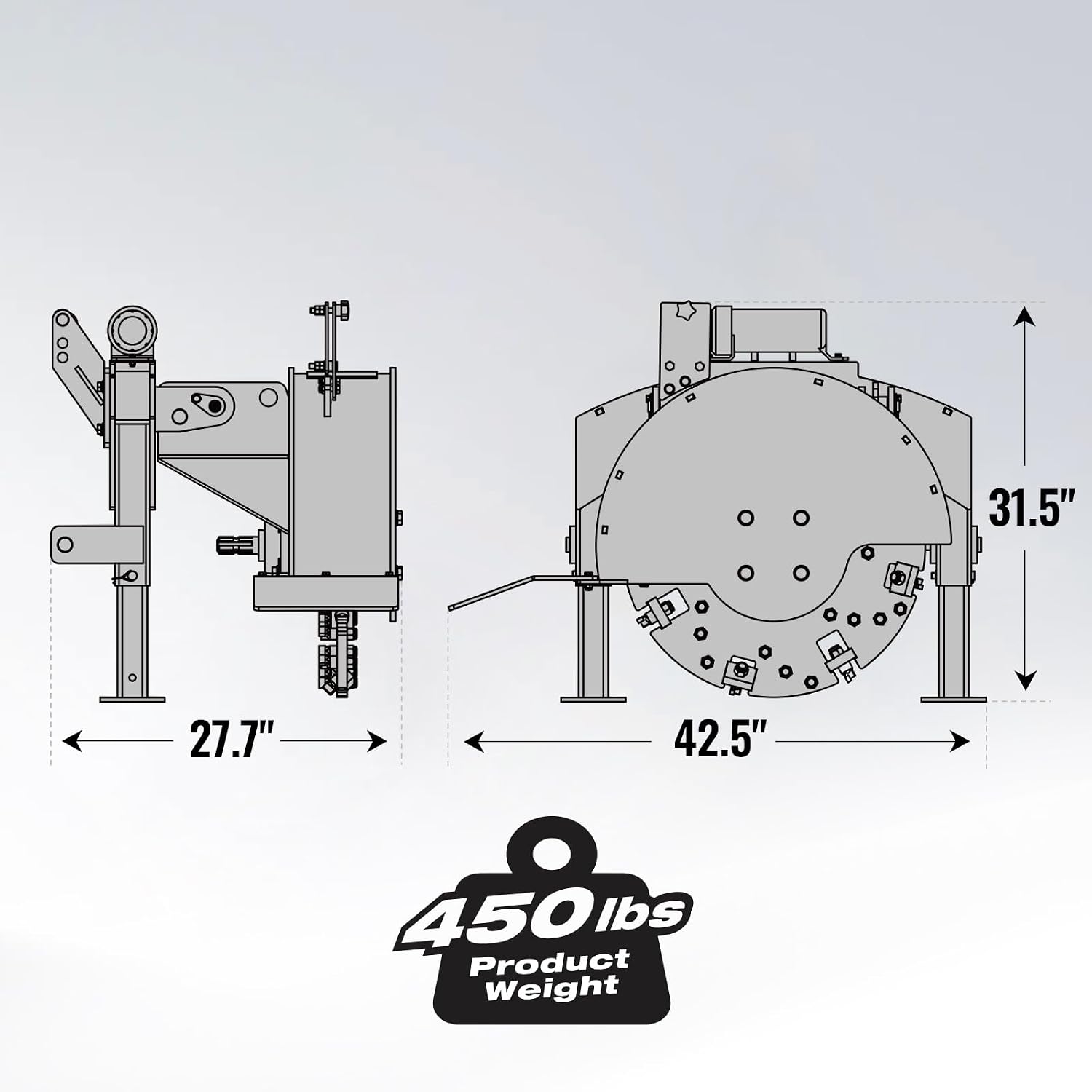 MechMaxx Heavy Duty 3-Point PTO Powered Stump Root Grinder For 15-45HP Tractors With 34 Carbide Teeth, 6'' Cutting Depth, 24'' Flywheel Diameter, Model SG24 Orange