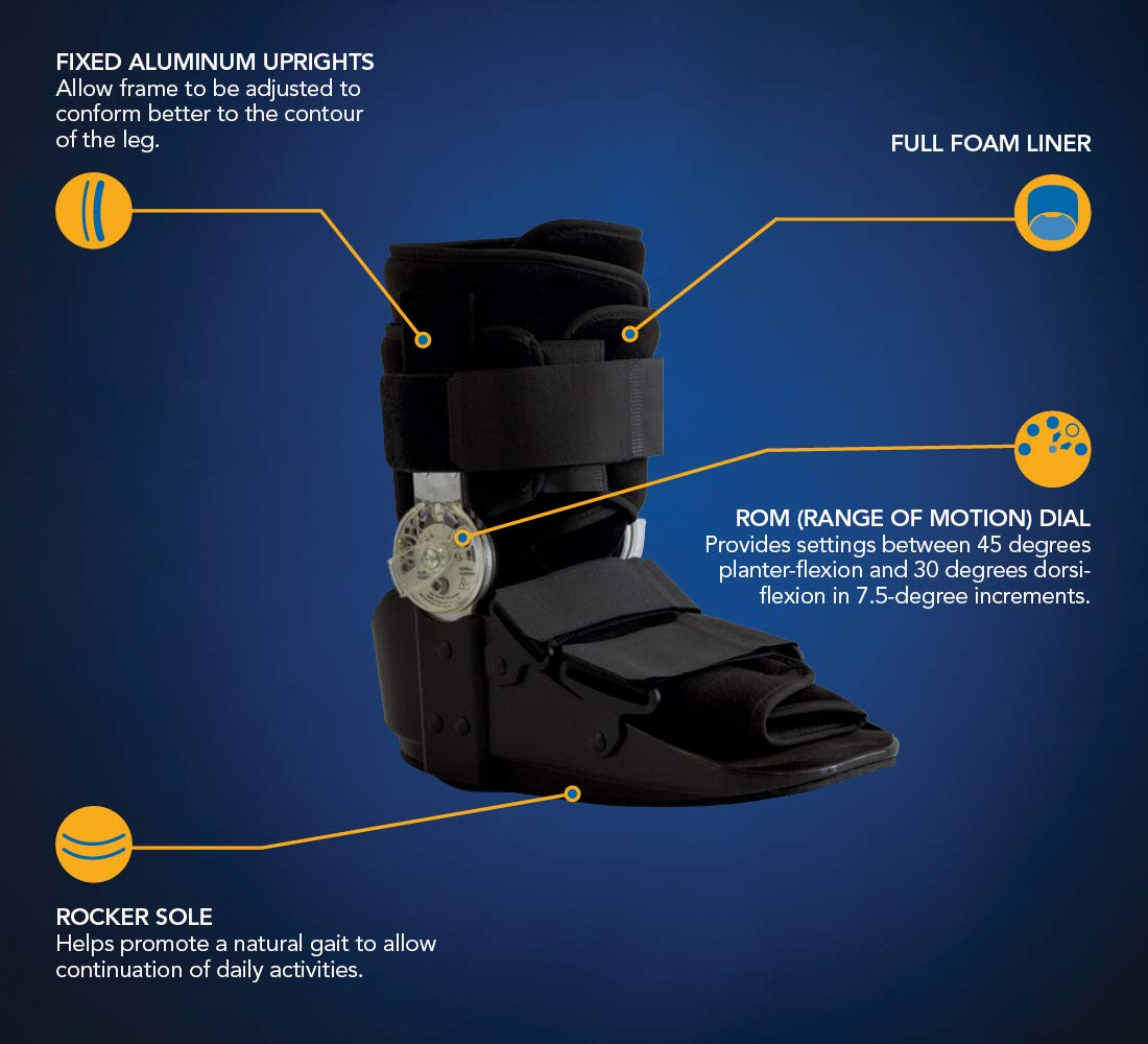 United Ortho 12215 Range of Motion Ankle Walking Boot, Medium