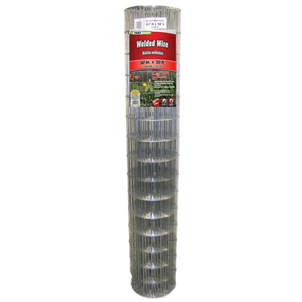 YARDGARD 2 in. x 4 in. Mesh Welded Wire Fence Roll, 36 in. x 100 ft., 14-Gauge Galvanized Steel Fence for Animal Enclosures, Garden Protection and Property Fencing, Rabbit Control an Utility Fence