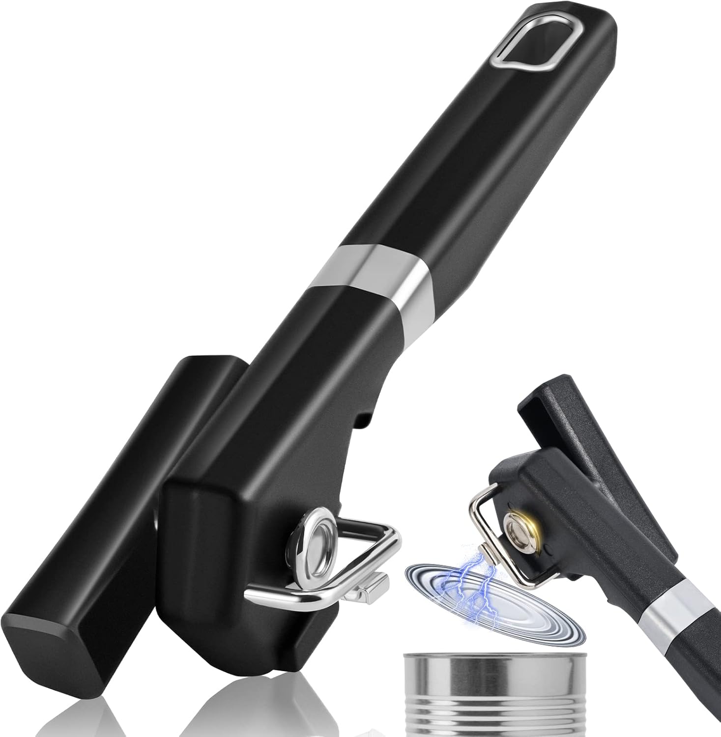 Side Cut Can Opener, Smooth Edge Manual Can Opener, Black