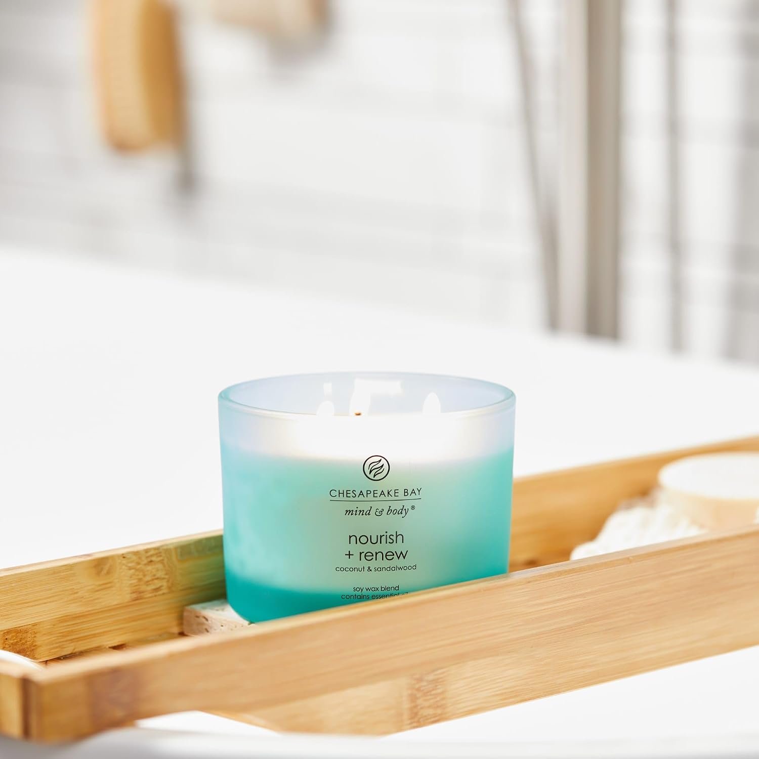 Chesapeake Bay Balance + Harmony Scented Candle Water Lily Pear Fragrance 50 Hours Burn Time Warm & Decorative Soy Wax Blend