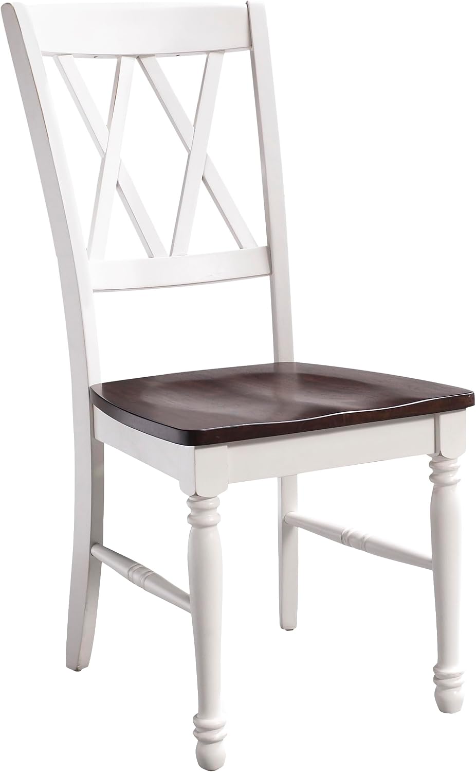 Crosley Furniture Shelby Traditional Wood X-Back Dining Room Chairs Set of 2, Kitchen Chair, Distressed White