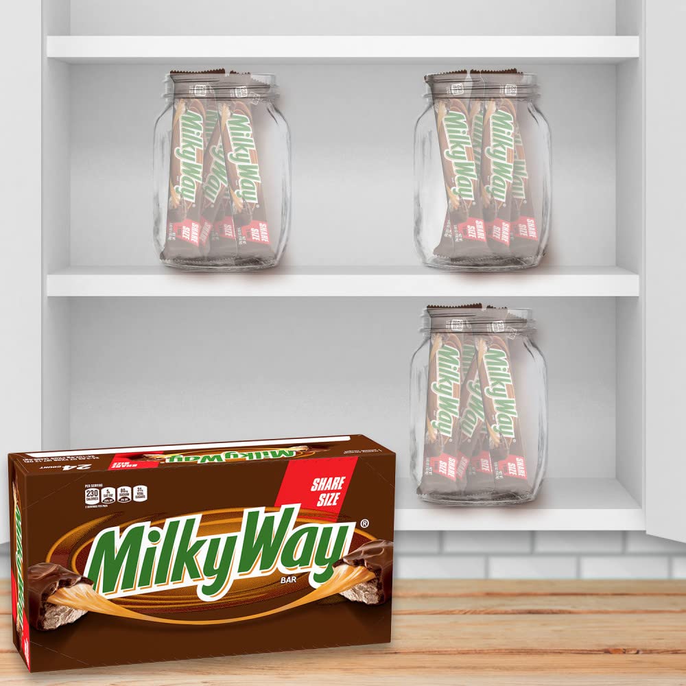 MILKY WAY Milk Chocolate Candy Bars Snacks, Bulk Candy Bars, 3.63 oz 24ct | Milk chocolate candy bars with caramel and nougat; bulk chocolate candy snacks, bulk candy bars, 3.63 oz share size