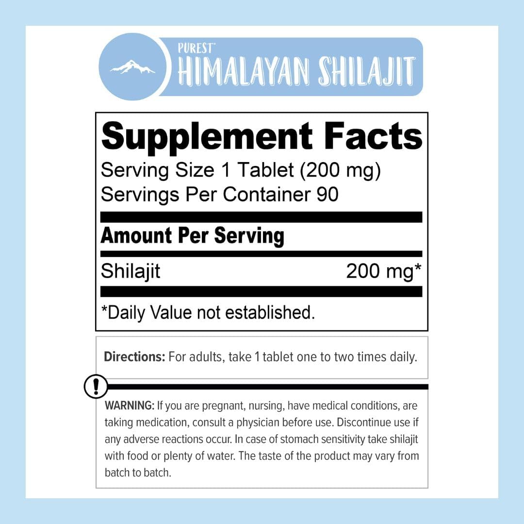Pure Himalayan Shilajit | 100% Pure Natural Shilajit Grade A Max Potency 85+ Trace Minerals & Fulvic Acid | 3rd Party US Lab Tested | Altai Tablets