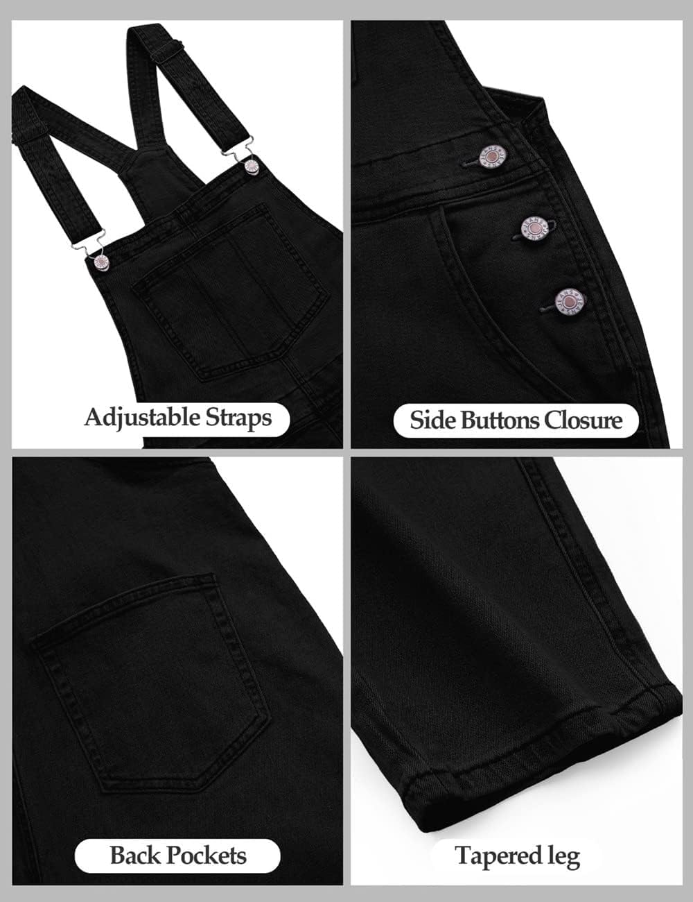Vetinee Womens Classic Adjustable Straps Pockets Denim Bib Overalls Jeans Pants