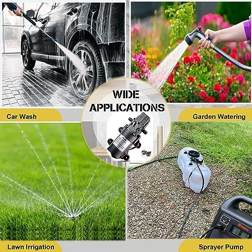 12V DC Water Transfer Pump 4.5 L/Min 1.2 GPM 80 PSI | with 2 Hose Clamps, 12 Volt Diaphragm Pump Self Priming Sprayer Pump