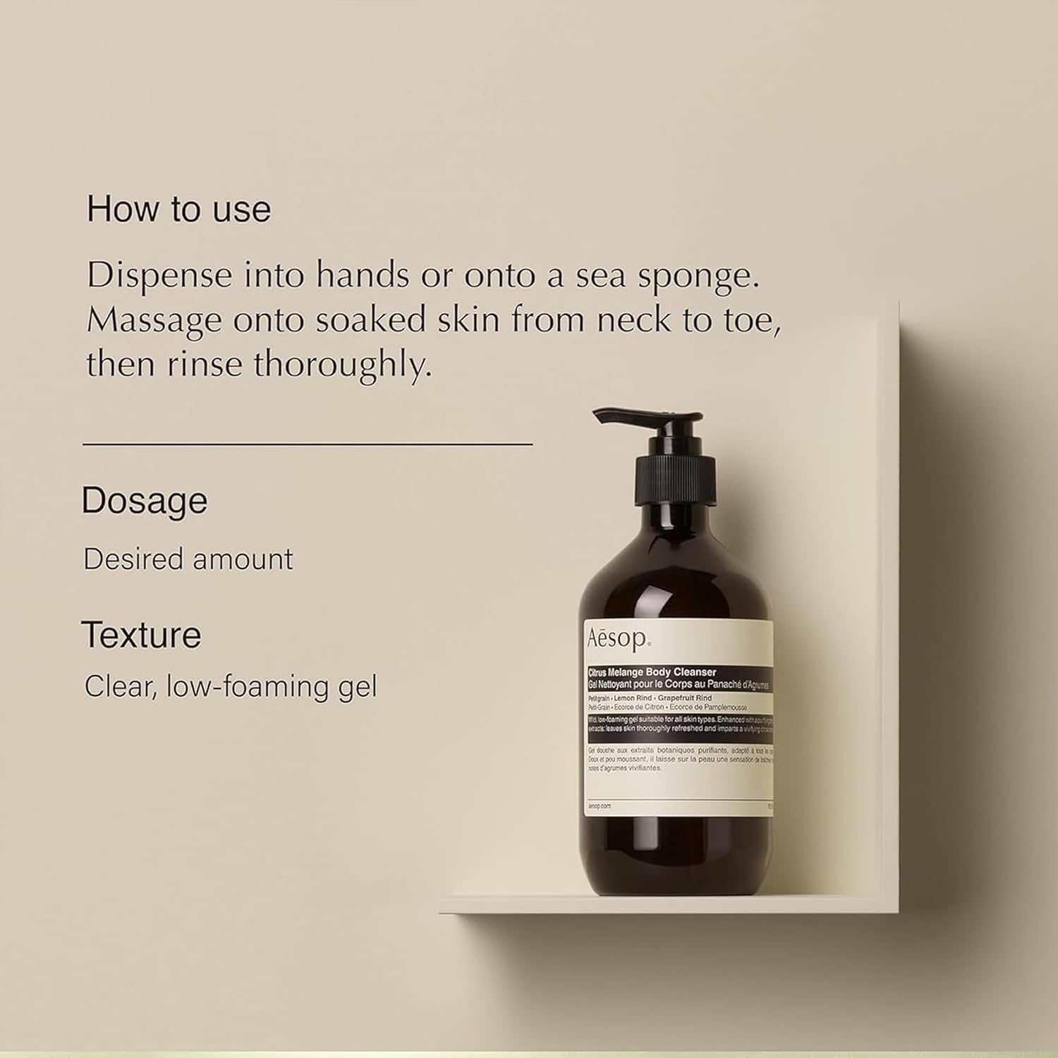 Aesop Geranium Leaf Body Cleanser | Gentle Shower Gel with Geranium, Mandarin and Bergamot Essential Oil Blend to Refresh & Balance Skin | 500 mL / 16.9 oz