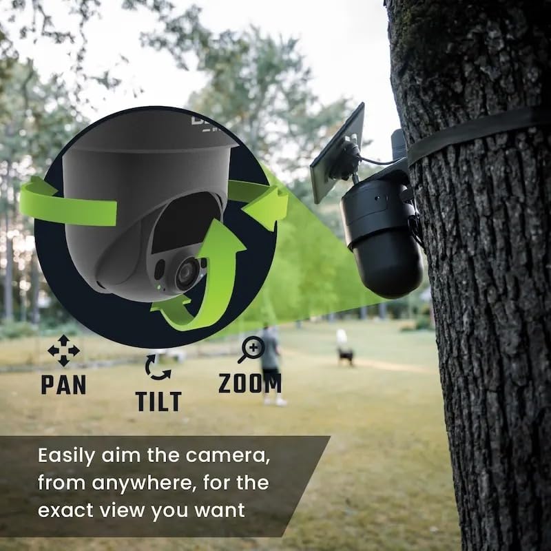 TACTACAM Defend 360 Cellular Security Camera, 4K Photos, 1080p Video, Solar Panel with Rechargeable Battery, 360° Pan/Tilt/Zoom, Weather-Resistant, Includes Case, Mount, Signs, & Cloth (2PK)