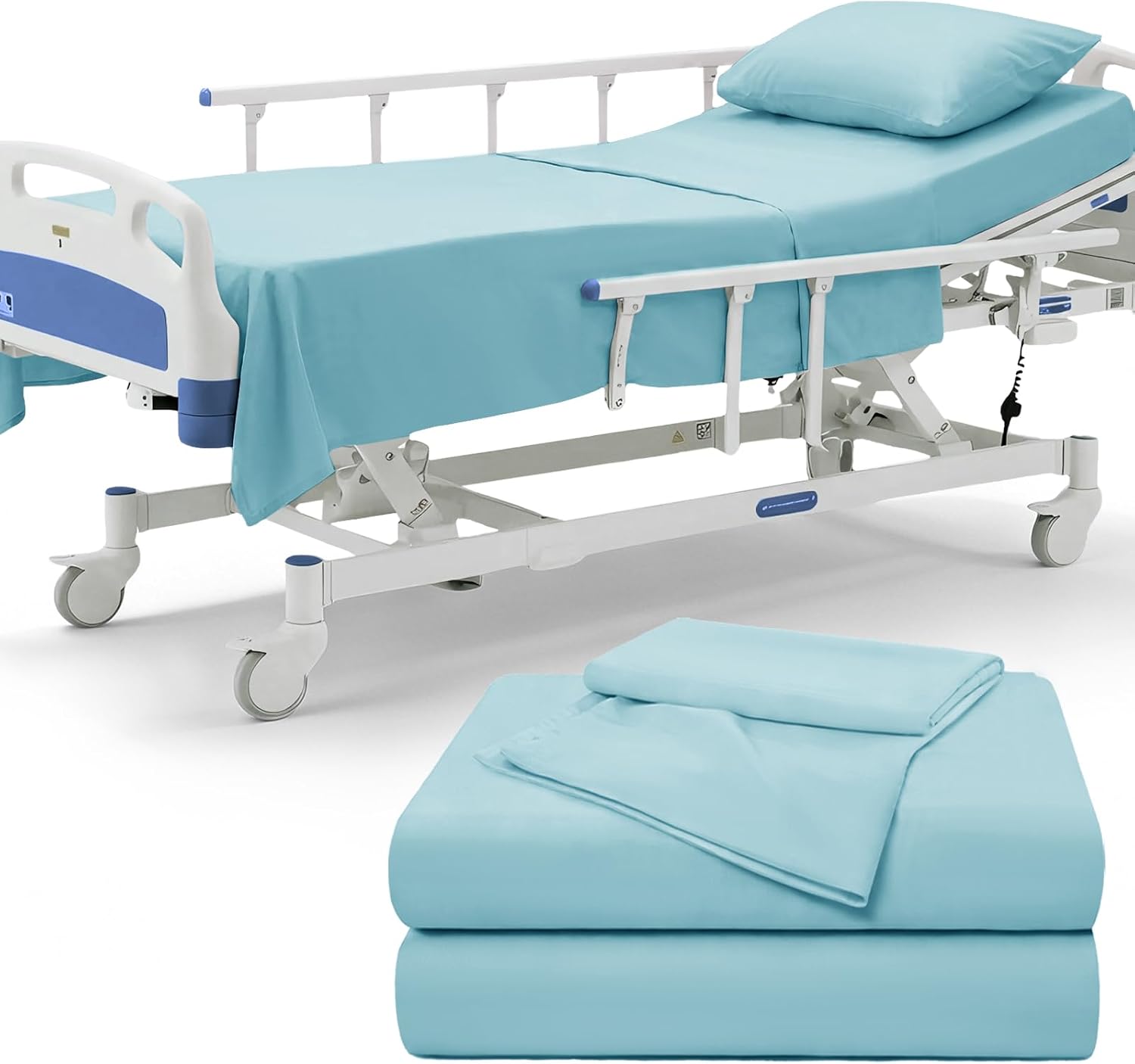 P Pothuiny 6 Piece Hospital Bed Sheet Set, White Brushed Microfiber | Soft Bed Sheets for Home/ Nursing/ Hospital Care Bed , 2 Deep Pocket Fitted Sheet 36"x80"+12", 2 Flat Sheet, 2 Pillowcases