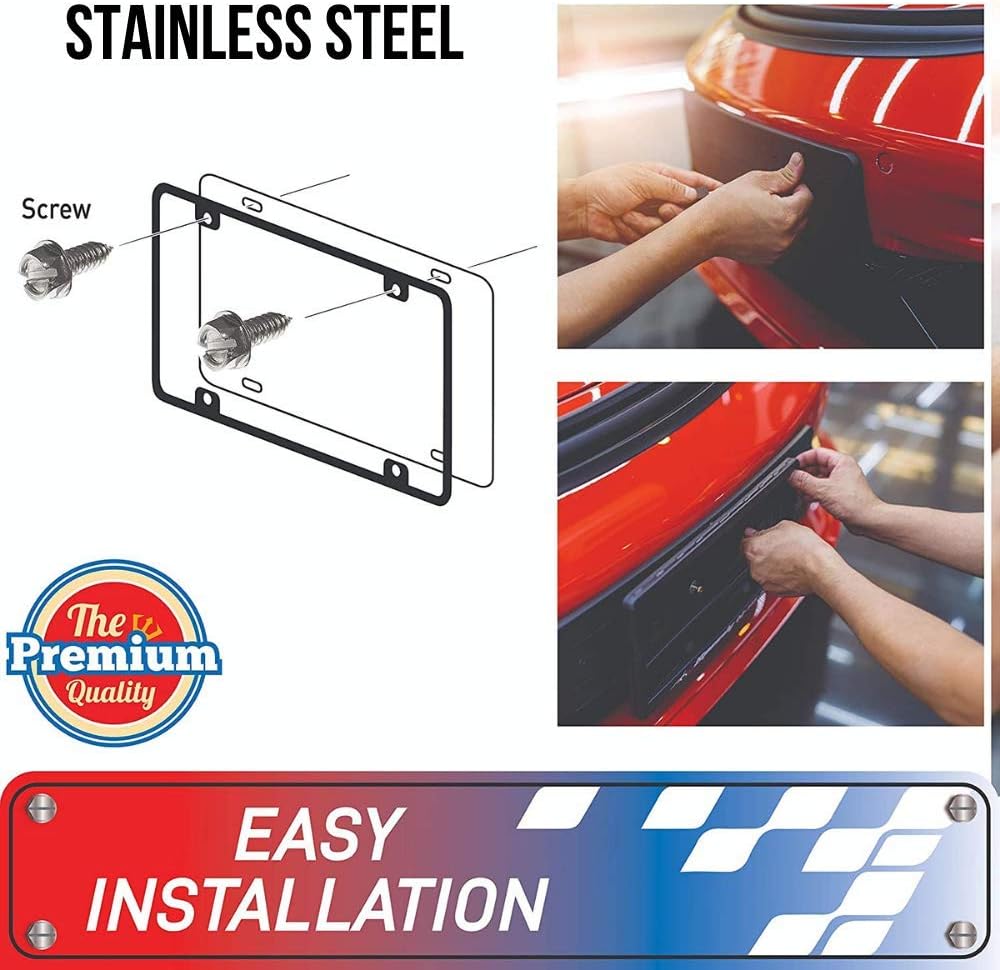 USA Fastener Stainless Steel Screws | Rust Proof, Chrome Locking Screws Set of 4 for License Plate Security to Secure Frames and Covers