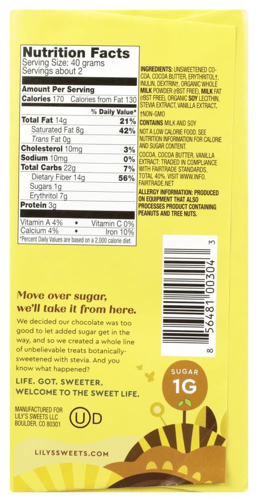 Lily's - Creamy Milk Chocolate Bar 40% Cocoa - 3 oz.