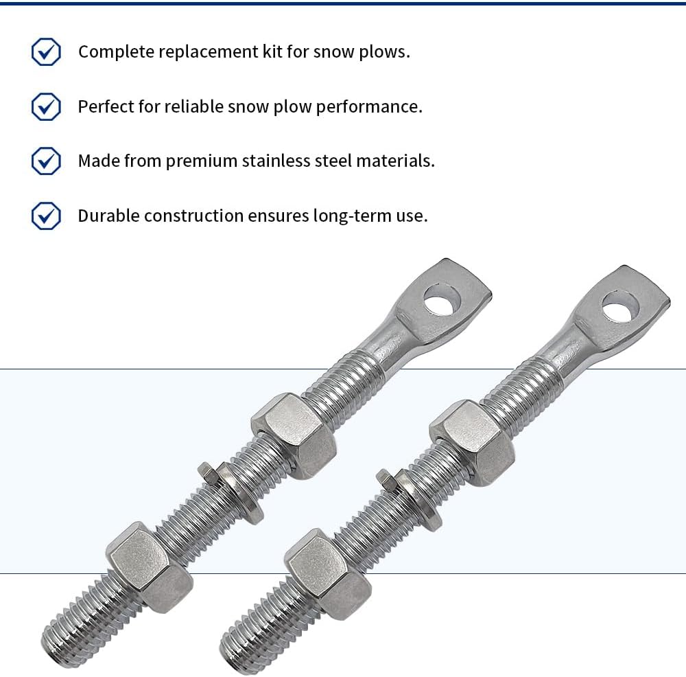 2PCS 5/8" Snow Plow Trip Spring Eye Bolt 1/2" Hole for Buyers SAM 1302005, NLP SNP6224,Meyer 09124,Western 90493K