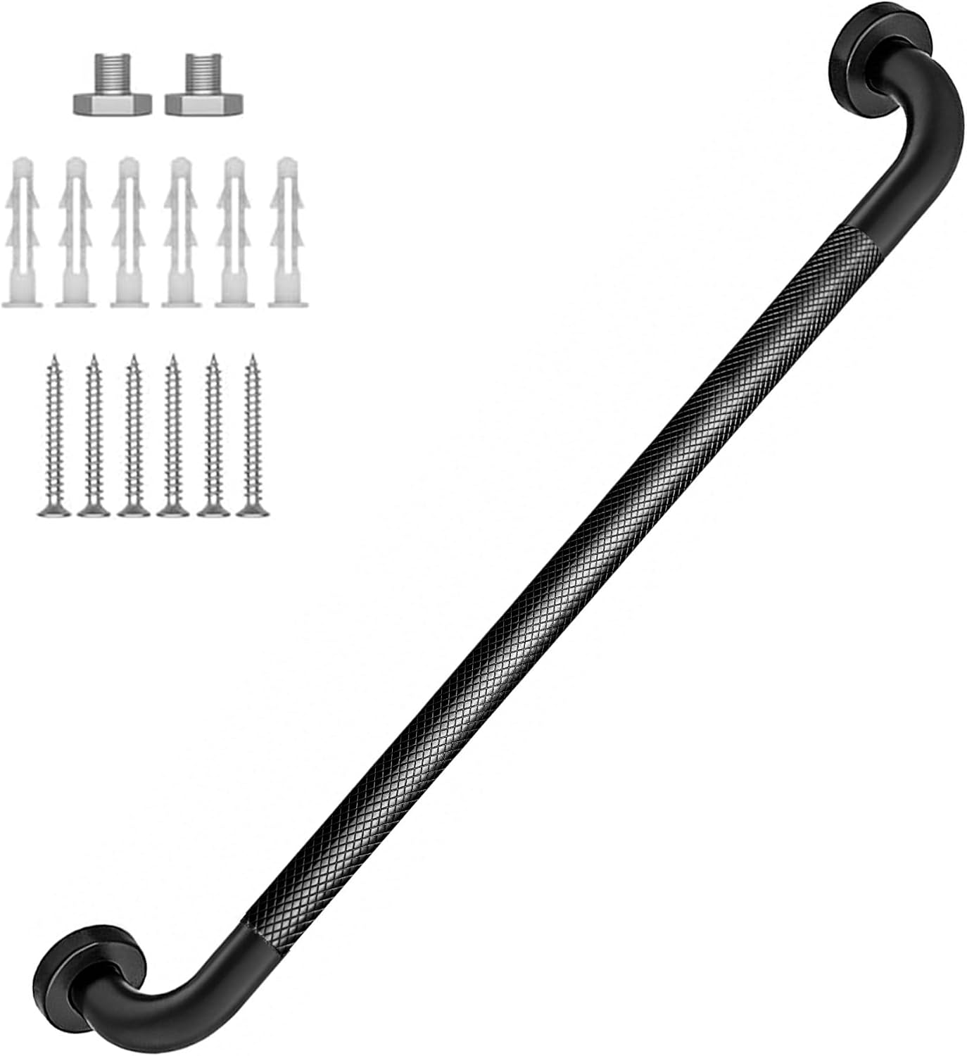 12 Inch Shower Grab Bar 1.25" Dia,Brushed Nickel Anti Slip Bathroom Grab Bar, 304 Stainless Steel Knurled Handicap Grab Bars, Safety Support Handrail,Bath Shower Handle for Elderly Injury Senior