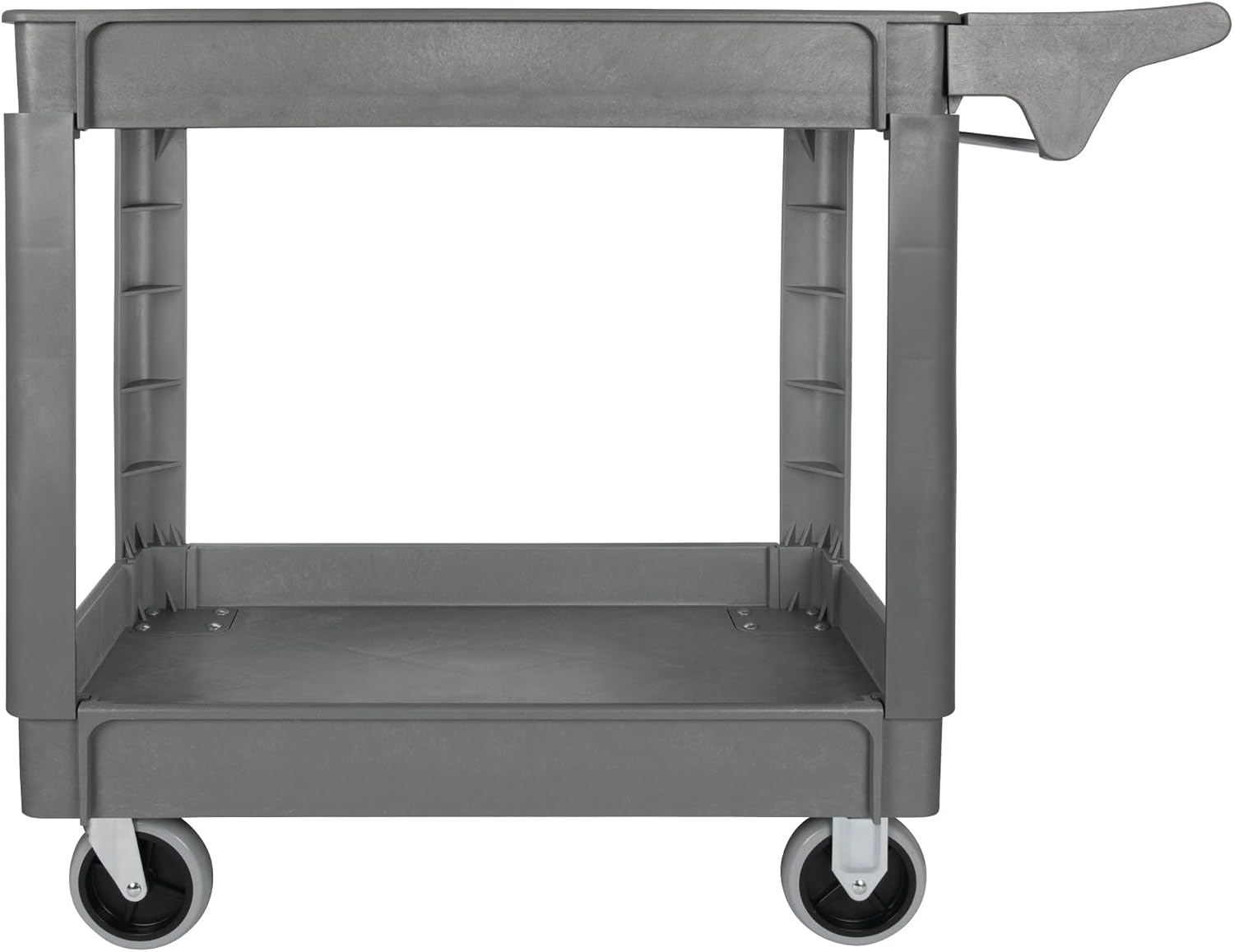 Performance Tool W54004 Two-Shelf Utility Cart with Locking Drawer | Red rolling tiered storage cart with wheels. 350 lb load capacity. Swivel casters. 28x16 inch deep shelves