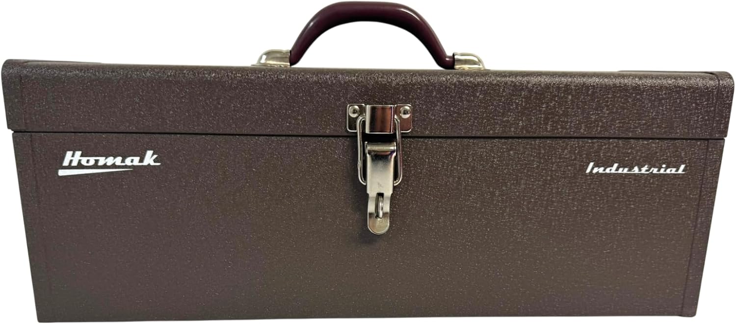 Homak Industrial 20-Inch Tool Tote Steel Toolbox, Brown Winkle Powder Coat, BW00252200 | BW00252200, Powder Coat
