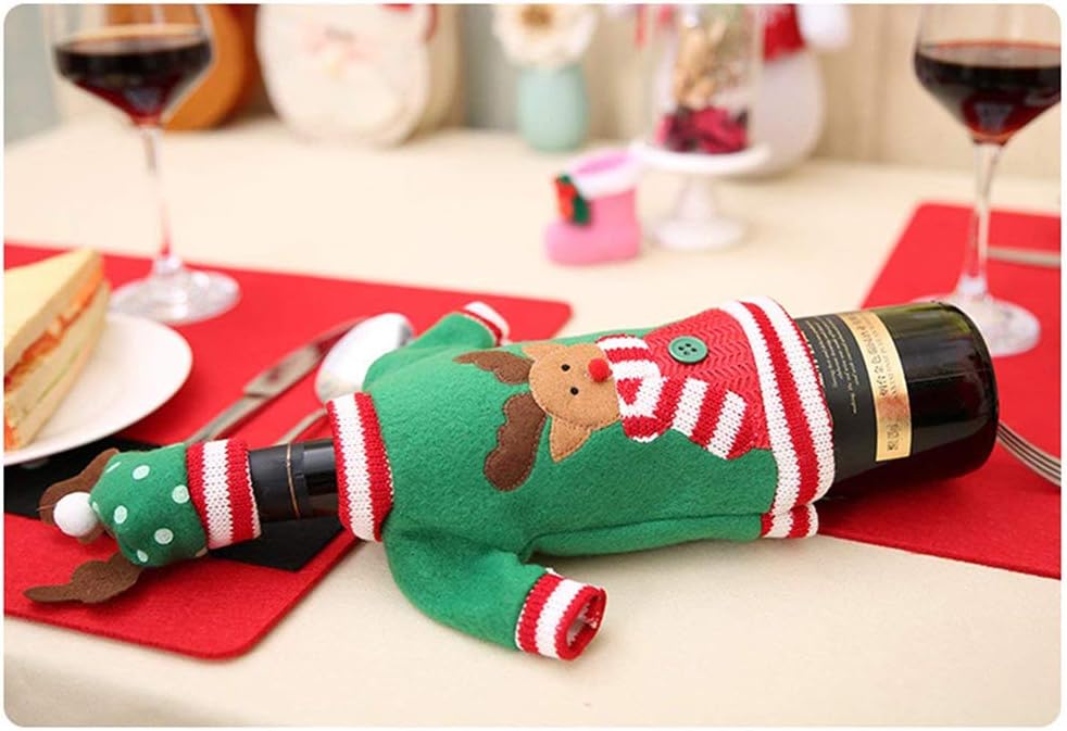 Ugly Christmas Sweater Wine Bottle Cover Set