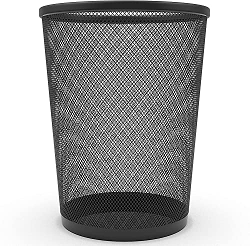 Zuvo Mesh Wastebasket Black Metal Wire Garbage Trash Can for Office Home Bedroom Height 10.1" Width 10", 4 Gallon (16 Quart) (1, Black)