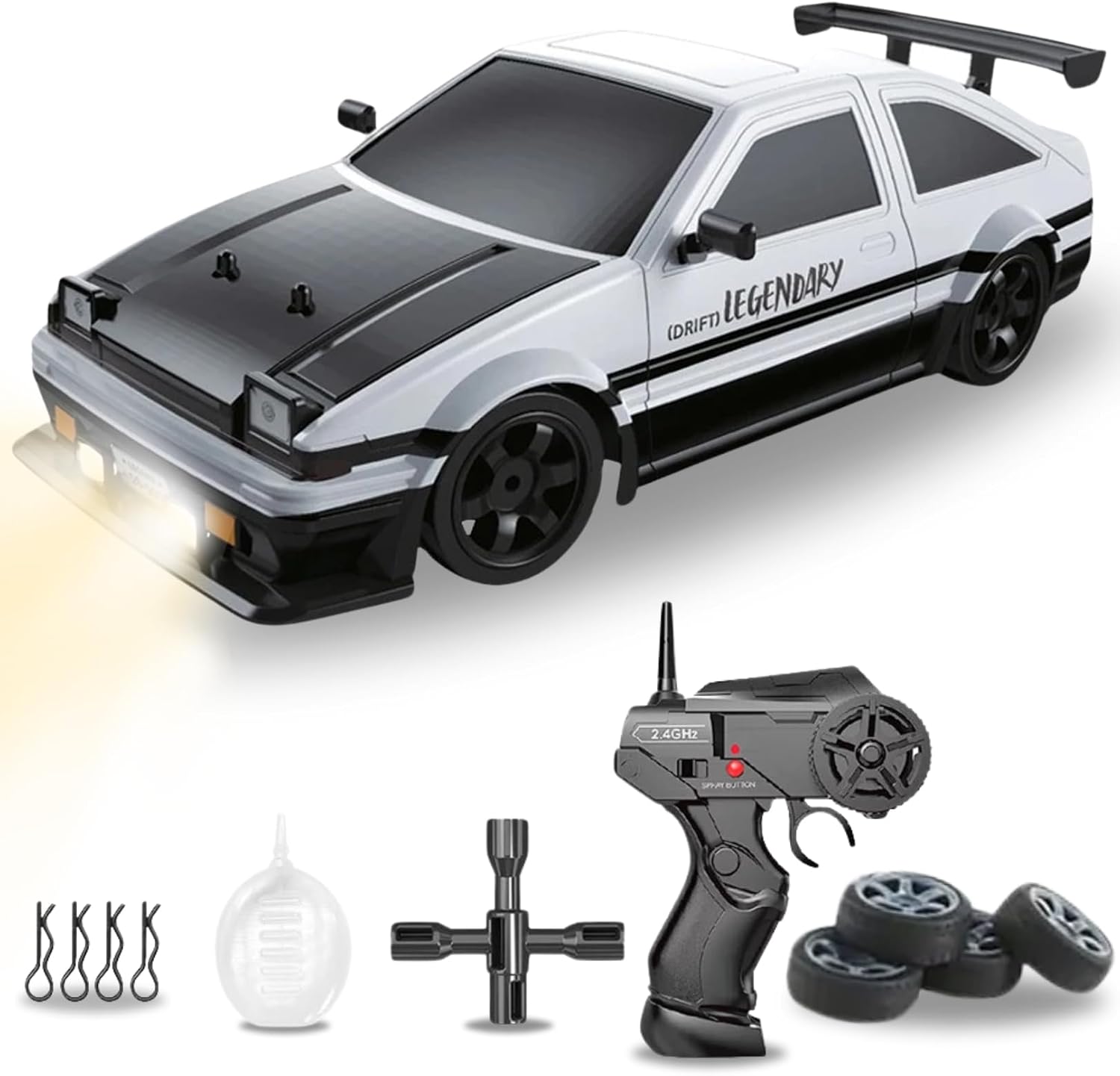Liberty Imports RC Drift Car 1/16 2.4GHz 4WD Remote Control Sport Racing On-Road Vehicle with LED Light, Batteries and Drift Tires (Red)