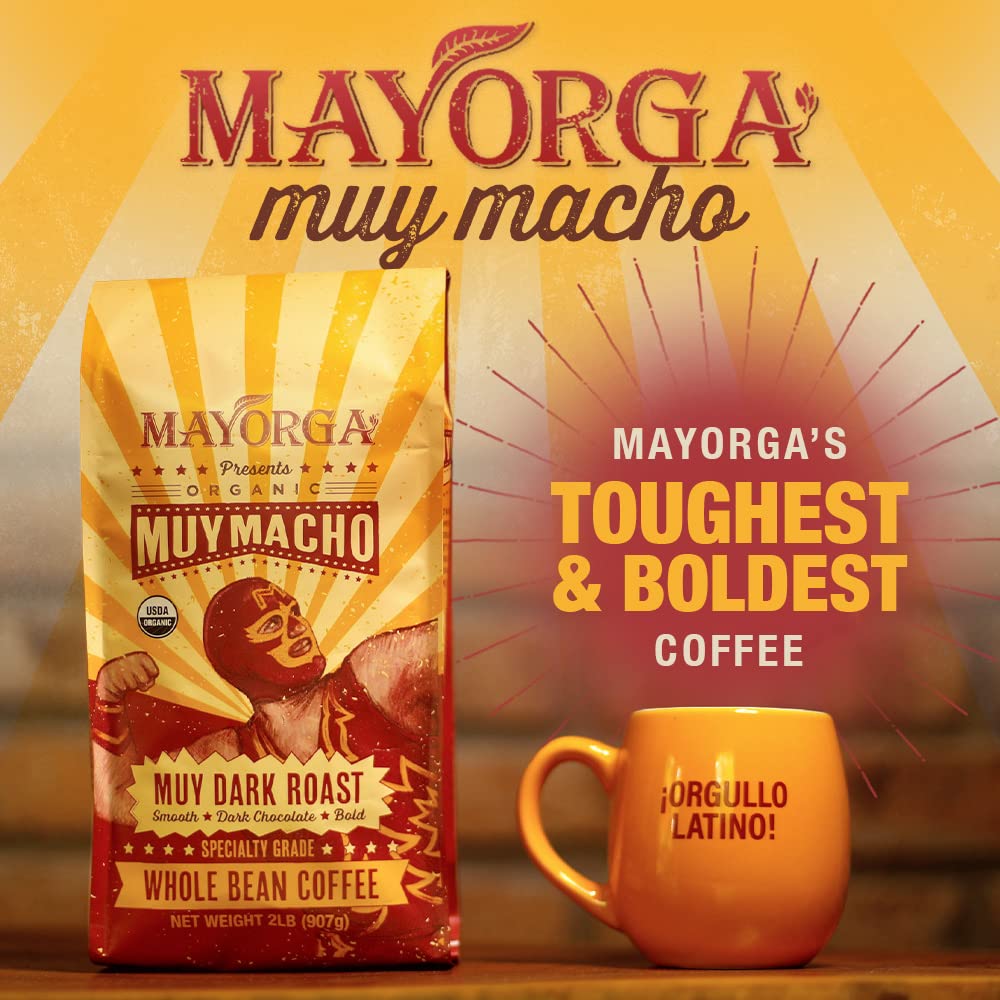 Mayorga Organic Coffee 12oz Cafe Cubano Roast - Dark Roast Whole Bean Coffee Specialty Grade, 100% Arabica, Slow Roasted, Bold and Smooth Flavor with Low Acidity - USDA Organic, Non-GMO, Kosher,