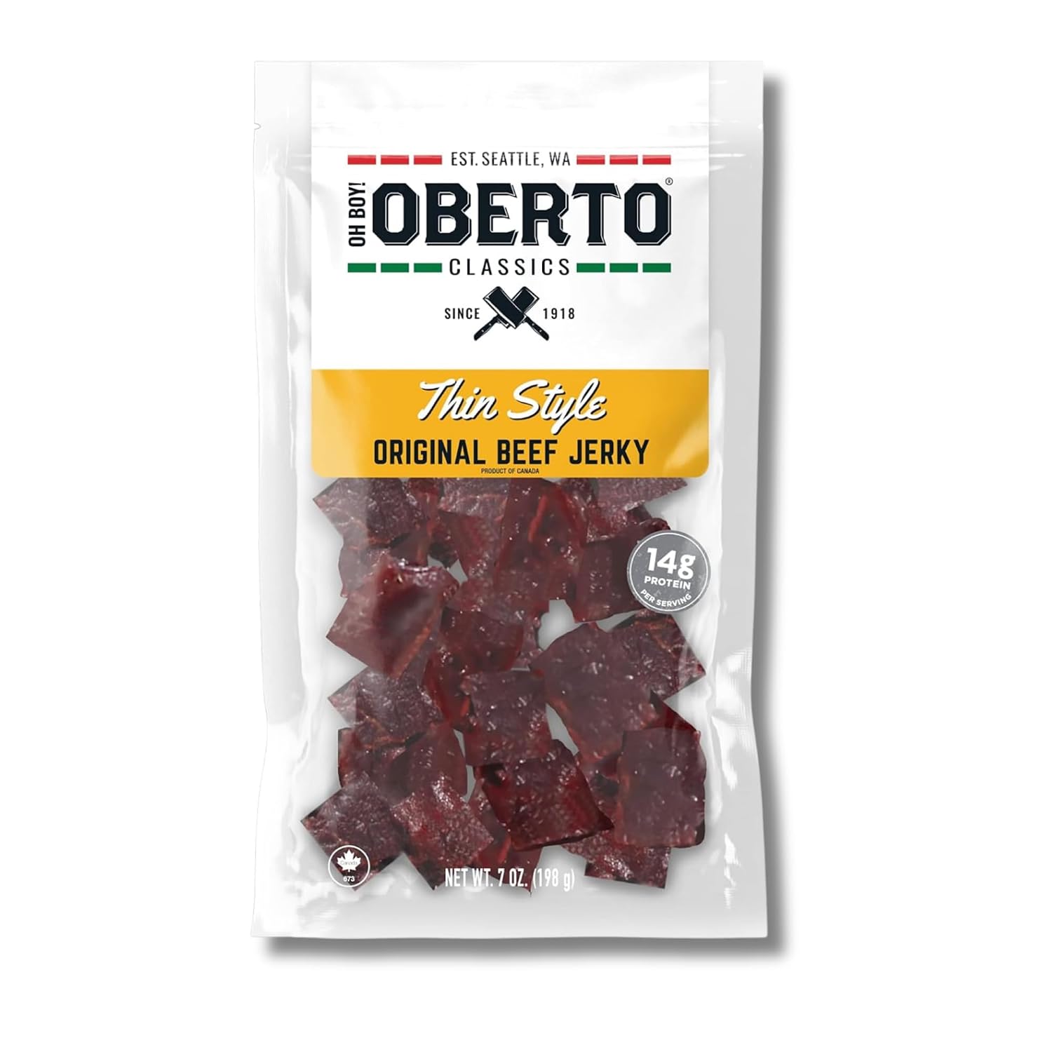 Oh Boy! Oberto Classics Thin Style Peppered Beef Jerky, 1.2 Ounce (Pack of 8)