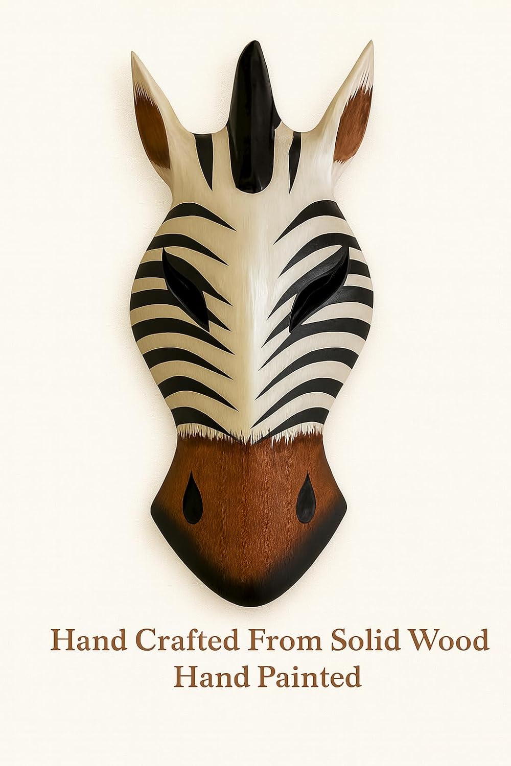OMA African Zebra Wall Mask – Hand Carved Wooden Safari Wall Decor Art – Tribal Jungle Accent for Living Room