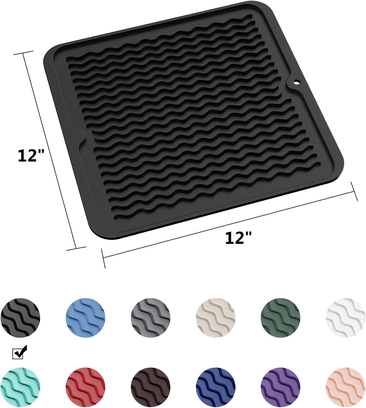ZLR Silicone Dish Drying Mat for Kitchen Counter, Eco-Friendly Fast Dry Dish Mat, Easy Clean Multi Usage Drying Matt, Heat Resistant Trivet