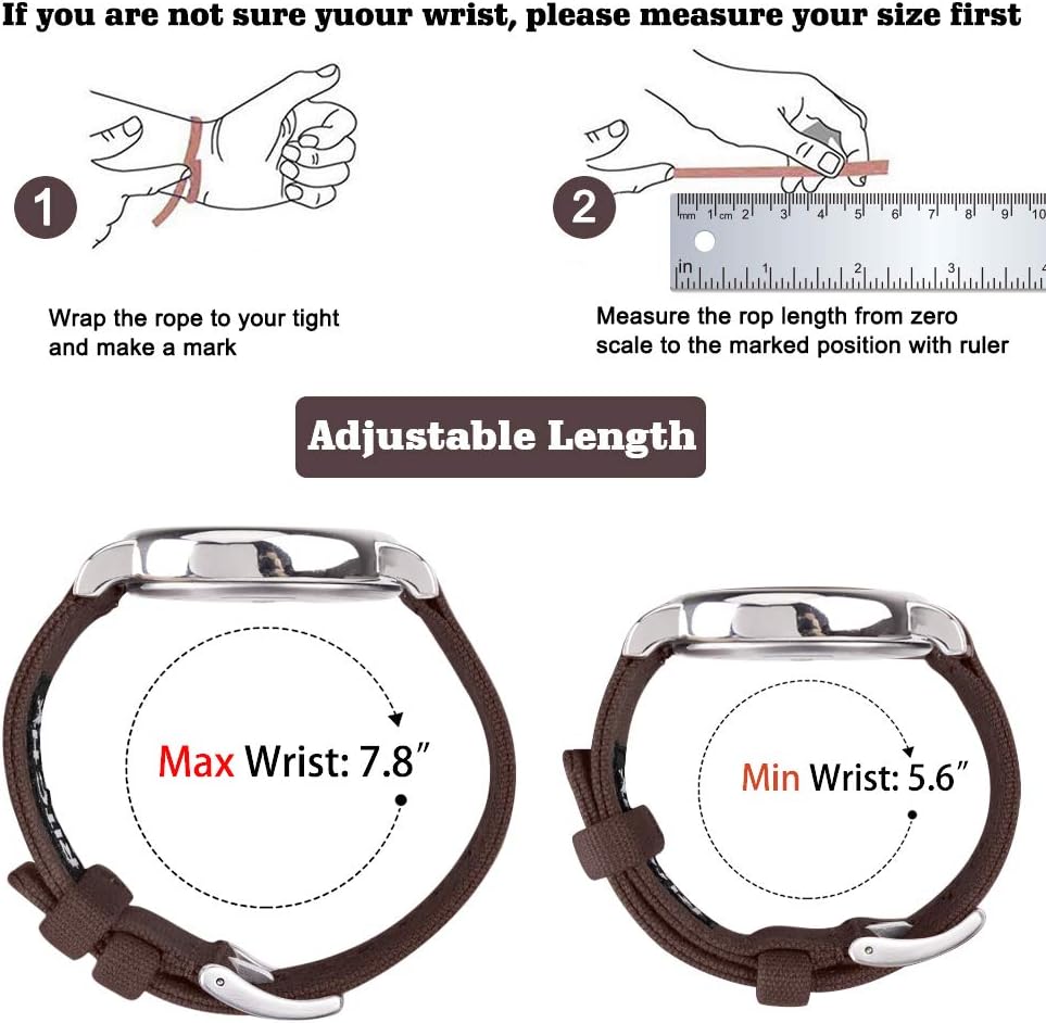 Ritche Christmas Gift Canvas Vintage Quick Release Watch Band 18mm 20mm 22mm 24mm Replacement Watch Straps for Men Women, White Elephant Gifts, Stocking Stuffers for Men, Father's Day gifts