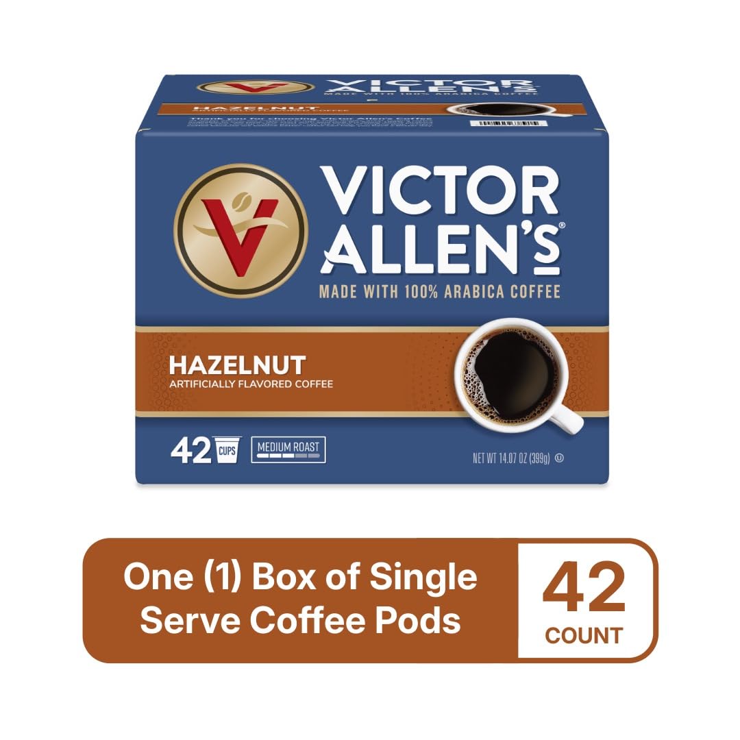 Victor Allen's Coffee Hazelnut Flavored, Medium Roast, 1 Pack - 12 Count, Single Serve Coffee Pods for Keurig K-Cup Brewers