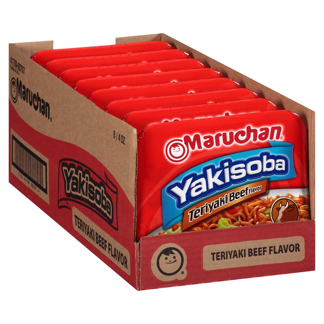Maruchan Yakisoba, Spicy Chicken Flavor – Stir-Fried Japanese Instant Ramen Noodles, High Protein Microwavable Meal – 4.11 Oz. (8 Pack)