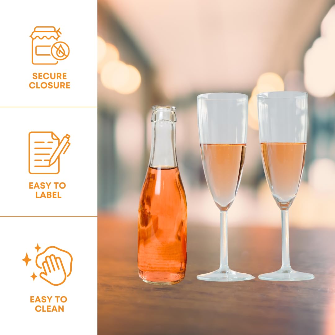 187 ml Clear Champagne Bottles, 24 per case | Empty Wine Bottles for homebrew, mead and Champagne | Fits #7 Corks