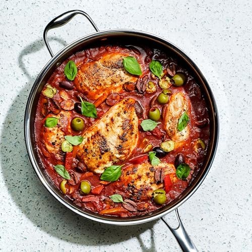 HexClad 4.5 Qt Hybrid Nonstick Deep Sauté Frying Pan & Lid, Induction Ready | Stay-Cool Handles, Dishwasher and Oven Safe up to 900°F, Compatible with All Cooktops