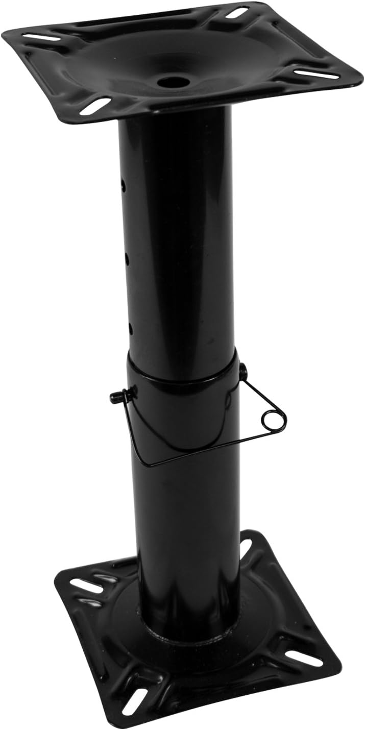 Wise 8WD1255 Adjustable Boat Seat Pedestal Adjustable Height 12" to 18", Black Powder Coated Finish | Corrosion-resistant powder coat