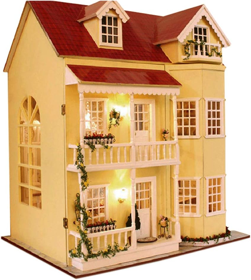 MAGQOO 3D Wooden Dollhouse Miniature DIY House Kit Tiny Mini House Kit DIY Dollhouse Miniature Kit Music Box and Glue Included(House of Fairy Tales)
