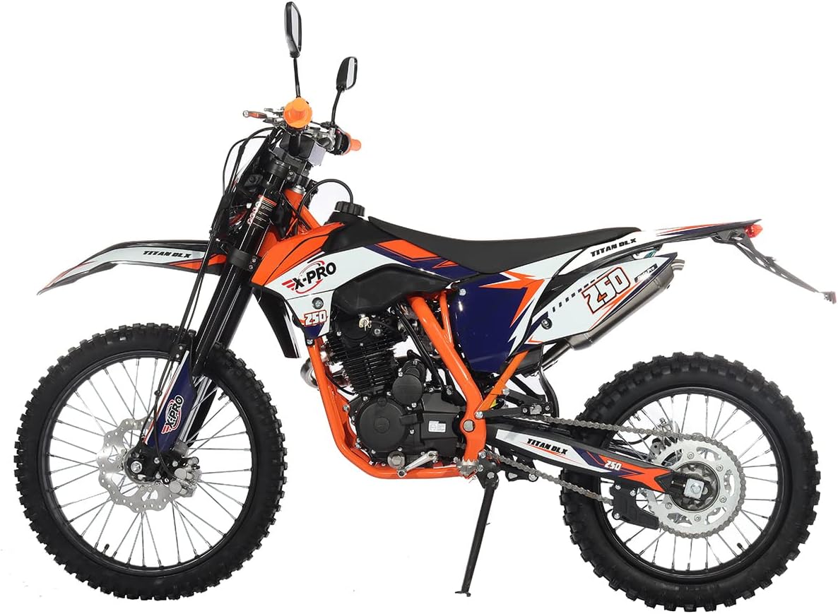 X-PRO Titan DLX 250cc Gas Dirt Bike Pit Bike Adult Bike,Big 21"/18" Wheels, Zongshen Engine! (Green)