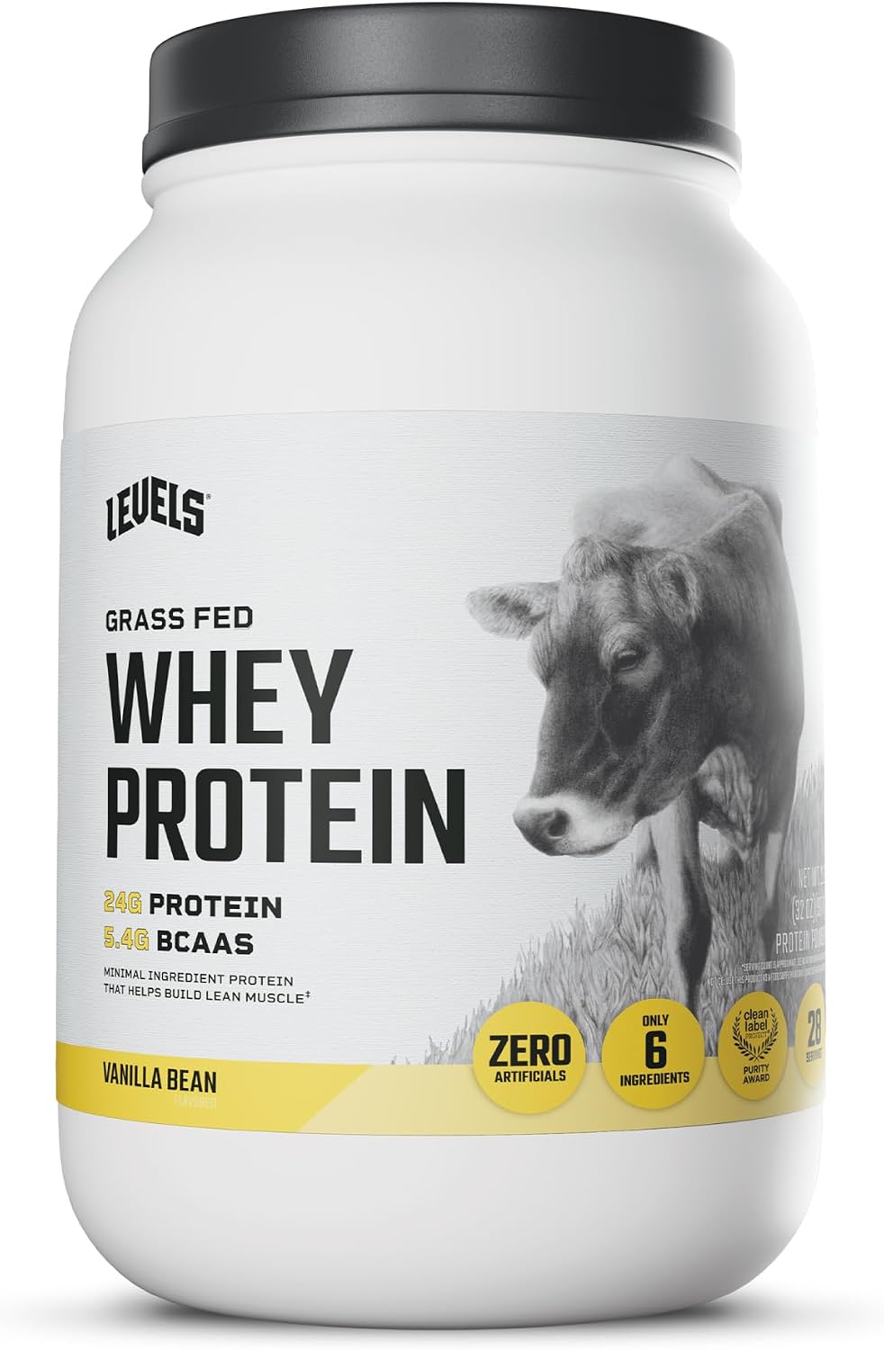 Levels Whey Protein Powder, No Artificial Ingredients, Pure Chocolate, 5LB | 24G of Protein, 5.4G BCAAs, Clean Ingredients, Hormone Free Dairy, No Fillers, No Added Sugar, No Junk