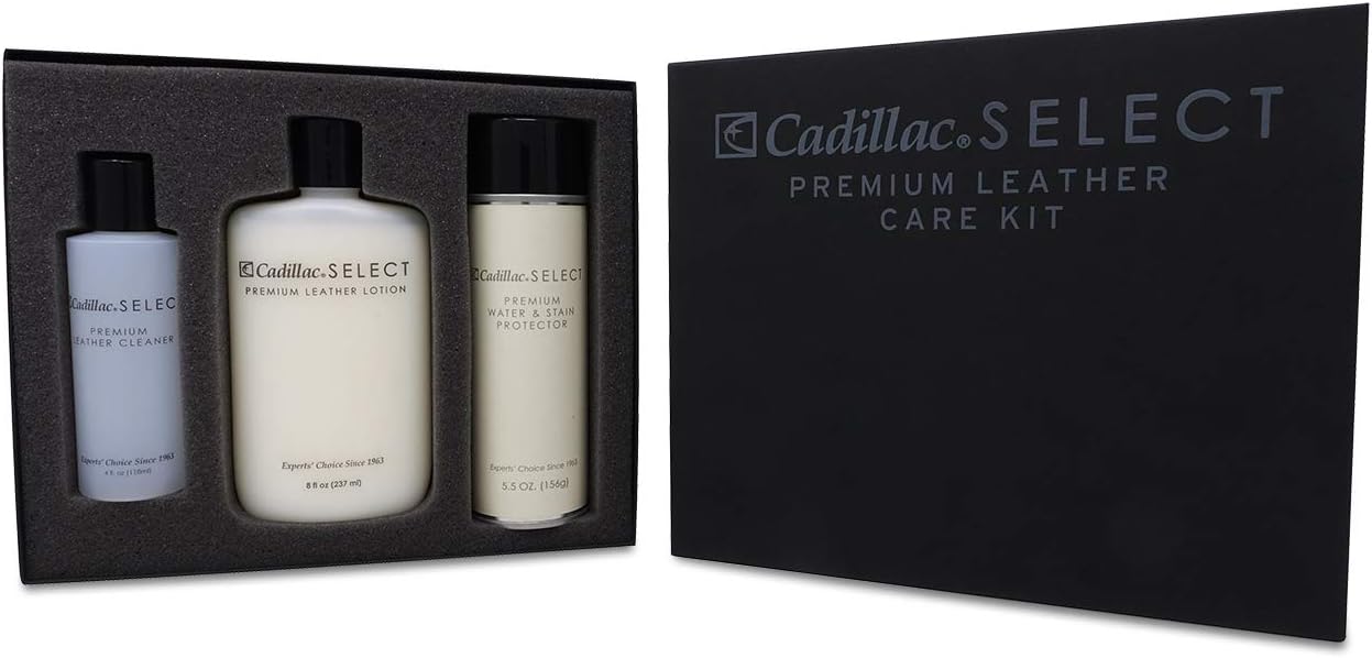 Cadillac Select Premium Leather Care Kit | Leather cleaner, lotion conditioner and water & stain protector.
